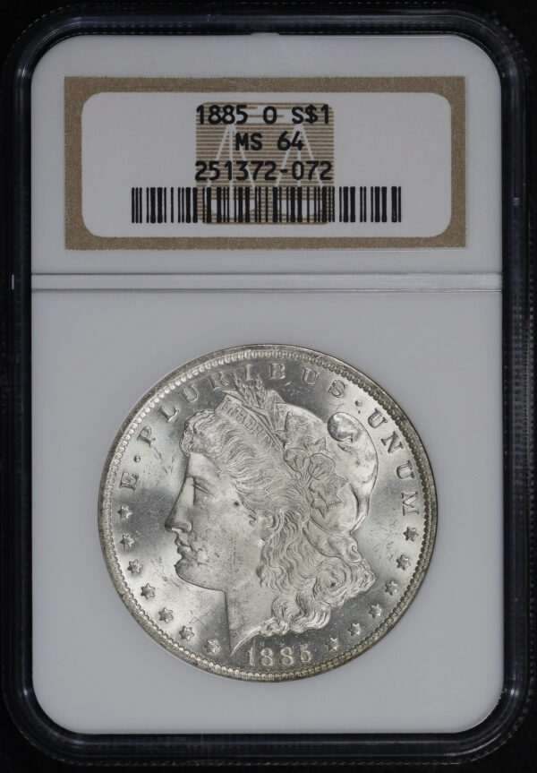 Obverse of this 1885-O Morgan Dollar NGC MS-64