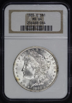Obverse of this 1885-O Morgan Dollar NGC MS-64