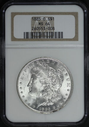 Obverse of this 1885-O Morgan Dollar PCGS MS-64