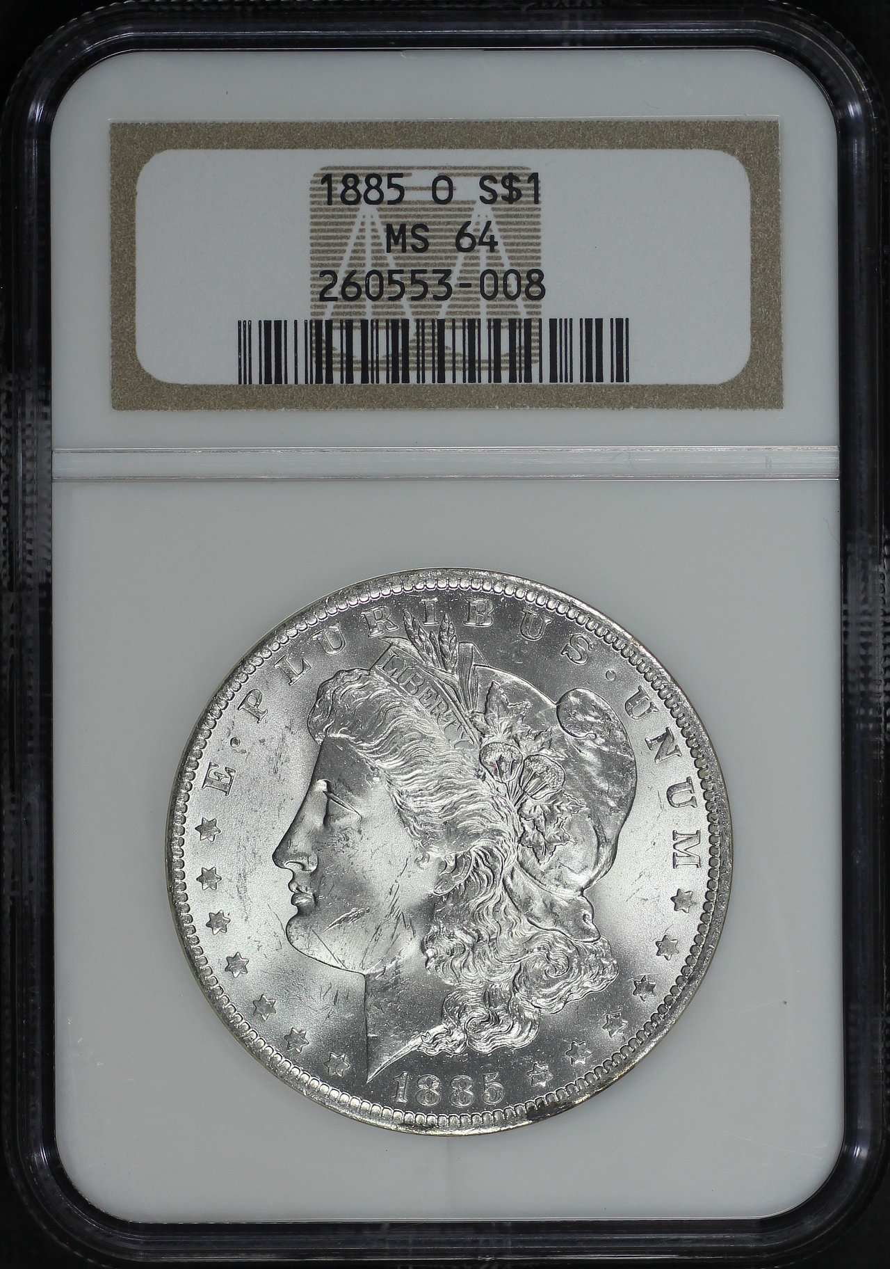 Obverse of this 1885-O Morgan Dollar PCGS MS-64