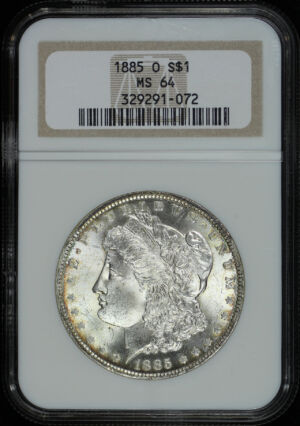 Obverse of this 1885-O Morgan Dollar NGC MS-64