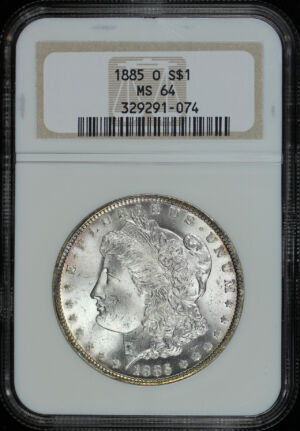 Obverse of this 1885-O Morgan Dollar NGC MS-64
