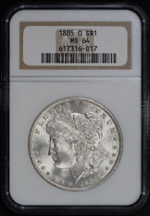Obverse of this 1885-O Morgan Dollar NGC MS-64