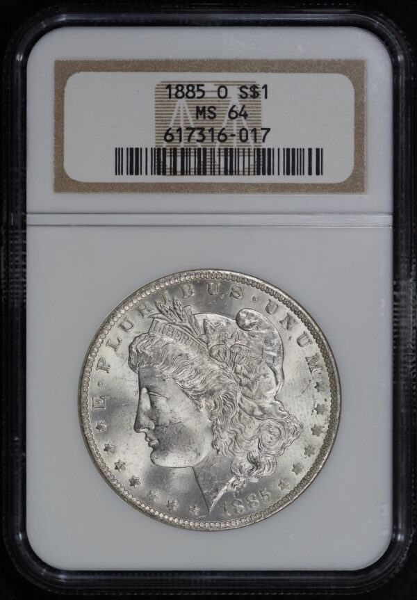 Obverse of this 1885-O Morgan Dollar NGC MS-64