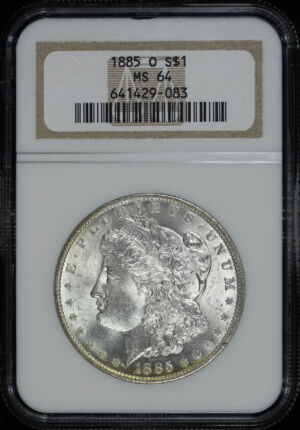 Obverse of this 1885-O Morgan Dollar NGC MS-64