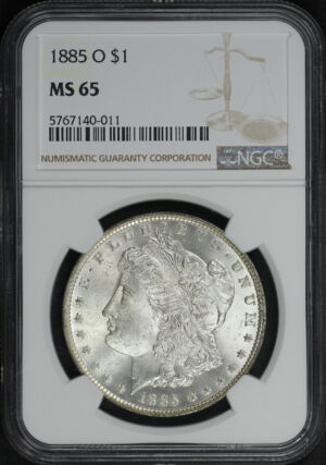 Obverse of this 1885-O Morgan Dollar NGC MS-65