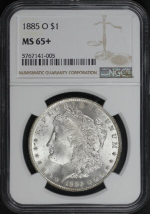 Obverse of this 1885-O Morgan Dollar NGC MS-65+