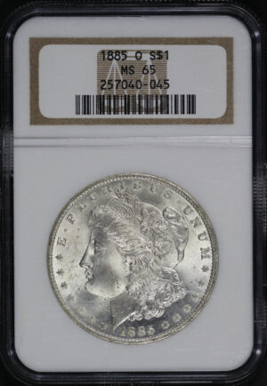 Obverse of this 1885-O Morgan Dollar NGC MS-65