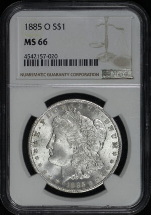 Obverse of this 1885-O Morgan Dollar NGC MS-66