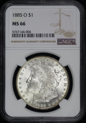 Obverse of this 1885-O Morgan Dollar NGC MS-66