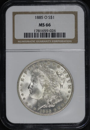 Obverse of this 1885-O Morgan Dollar NGC MS-66