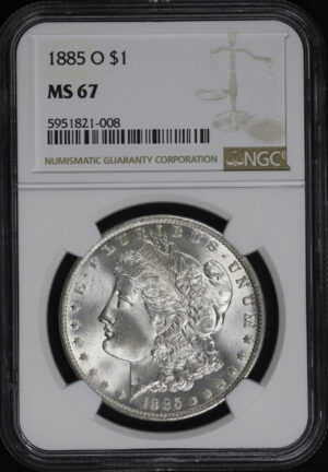 Obverse of this 1885-O Morgan Dollar NGC MS-67