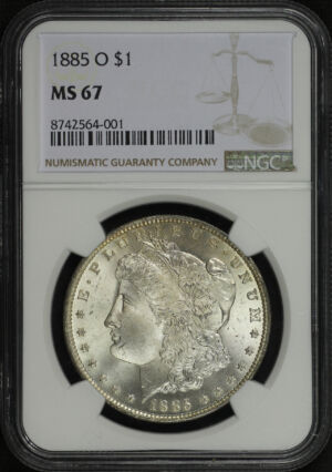 Obverse of this 1885-O Morgan Dollar NGC MS-67