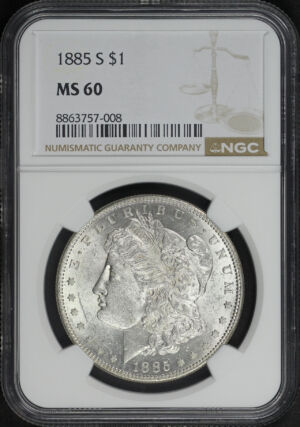 Obverse of this 1885-S Morgan Dollar NGC MS-60