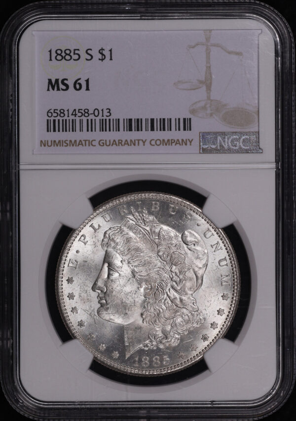 Obverse of this 1885-S Morgan Dollar NGC MS-61