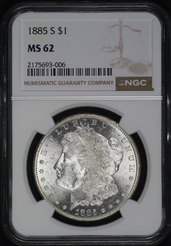 Obverse of this 1885-S Morgan Dollar NGC MS-62