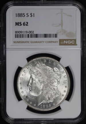 Obverse of this 1885-S Morgan Dollar NGC MS-62