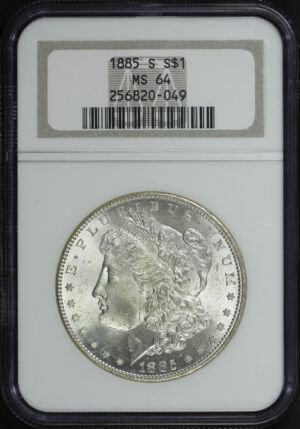 Obverse of this 1885-S Morgan Dollar NGC MS-64