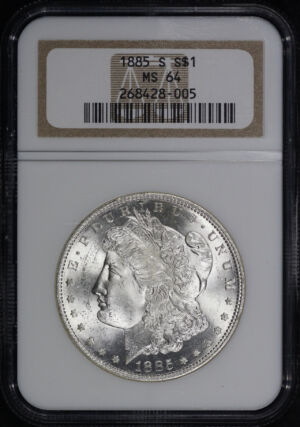 Obverse of this 1885-S Morgan Dollar NGC MS-64