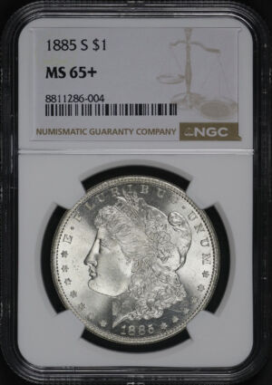 Obverse of this 1885-S Morgan Dollar NGC MS-65+