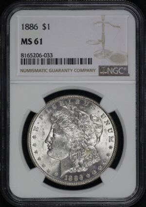 Obverse of this 1886 Morgan Dollar NGC MS-61