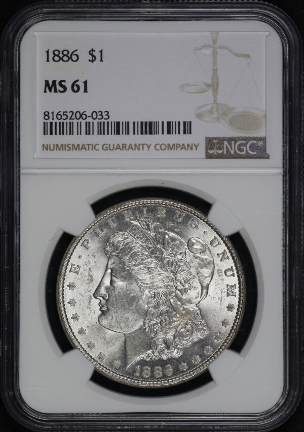 Obverse of this 1886 Morgan Dollar NGC MS-61