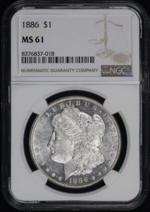 Obverse of this 1886 Morgan Dollar NGC MS-61
