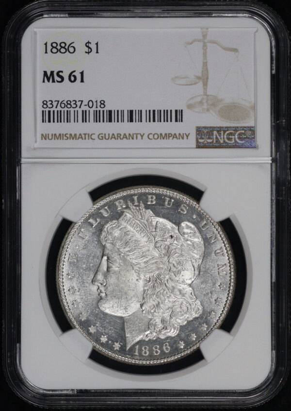 Obverse of this 1886 Morgan Dollar NGC MS-61
