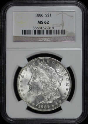 Obverse of this 1886 Morgan Dollar NGC MS-62