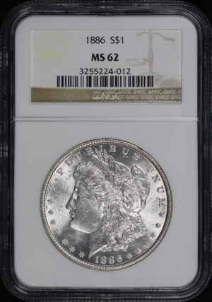 Obverse of this 1886 Morgan Dollar NGC MS-62