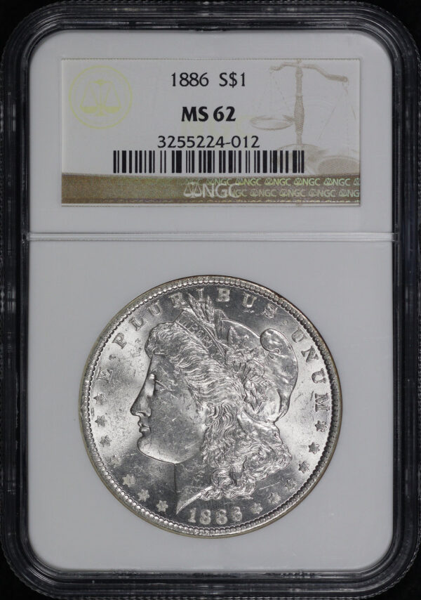 Obverse of this 1886 Morgan Dollar NGC MS-62