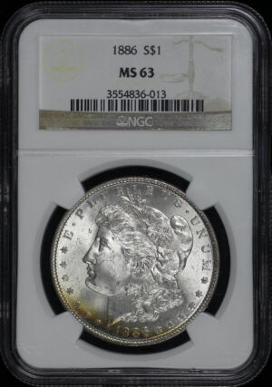 Obverse of this 1886 Morgan Dollar NGC MS-63