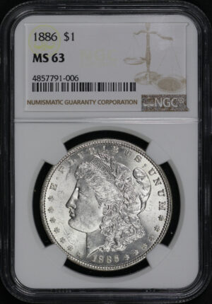 Obverse of this 1886 Morgan Dollar NGC MS-63