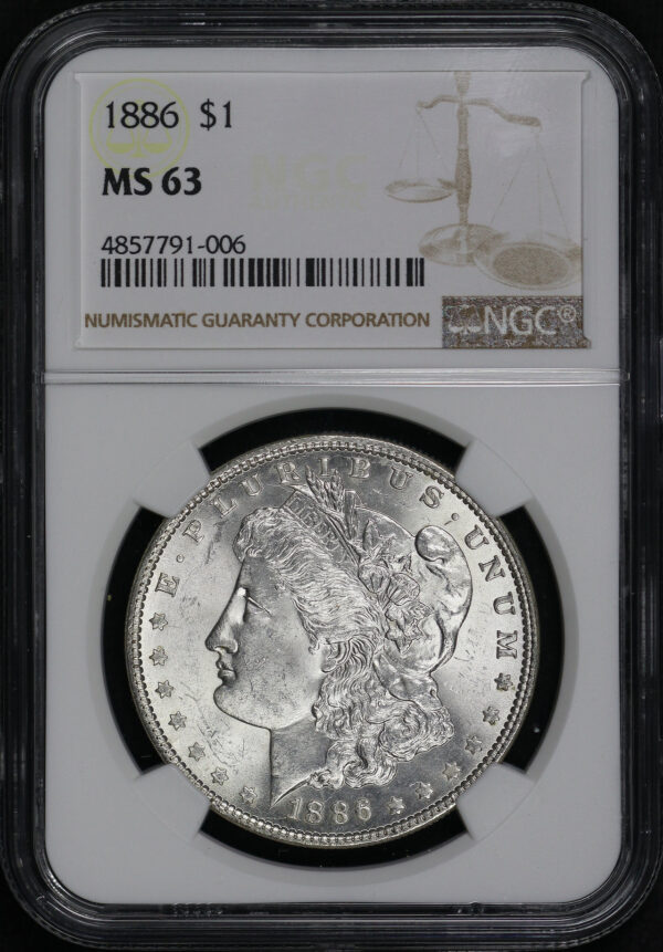 Obverse of this 1886 Morgan Dollar NGC MS-63