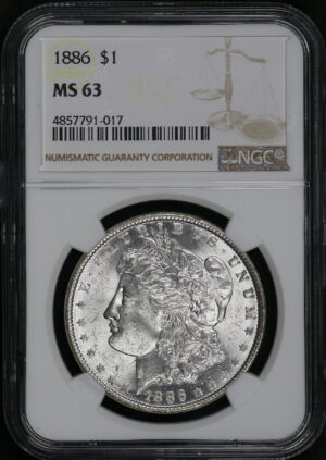 Obverse of this 1886 Morgan Dollar NGC MS-63
