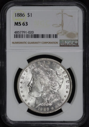 Obverse of this 1886 Morgan Dollar NGC MS-63