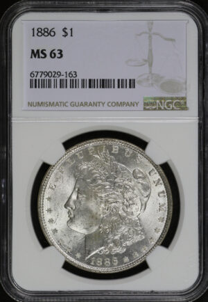 Obverse of this 1886 Morgan Dollar NGC MS-63