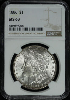 Obverse of this 1886 Morgan Dollar NGC MS-63