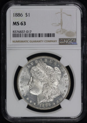 Obverse of this 1886 Morgan Dollar NGC MS-63