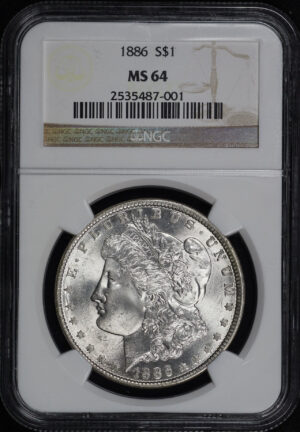 Obverse of this 1886 Morgan Dollar NGC MS-64