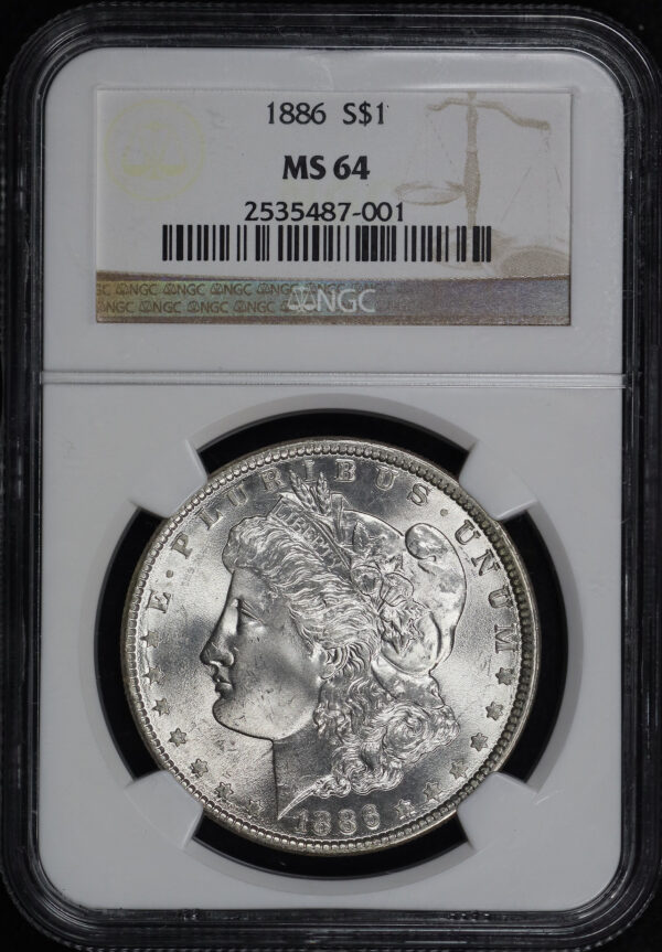 Obverse of this 1886 Morgan Dollar NGC MS-64