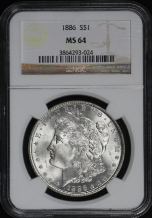 Obverse of this 1886 Morgan Dollar NGC MS-64
