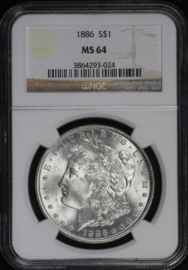 Obverse of this 1886 Morgan Dollar NGC MS-64