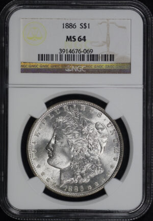 Obverse of this 1886 Morgan Dollar NGC MS-64