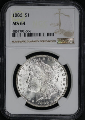 Obverse of this 1886 Morgan Dollar NGC MS-64