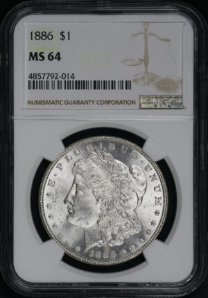 Obverse of this 1886 Morgan Dollar NGC MS-64