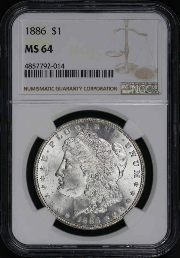 Obverse of this 1886 Morgan Dollar NGC MS-64