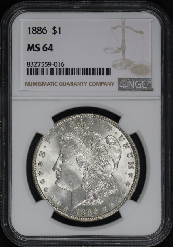 Obverse of this 1886 Morgan Dollar NGC MS-64