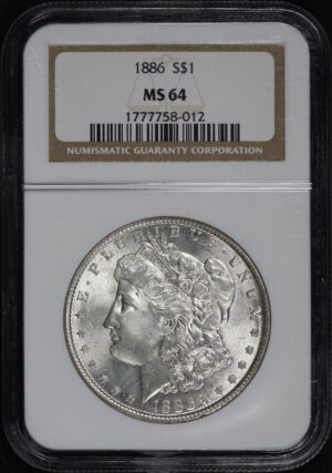 Obverse of this 1886 Morgan Dollar NGC MS-64