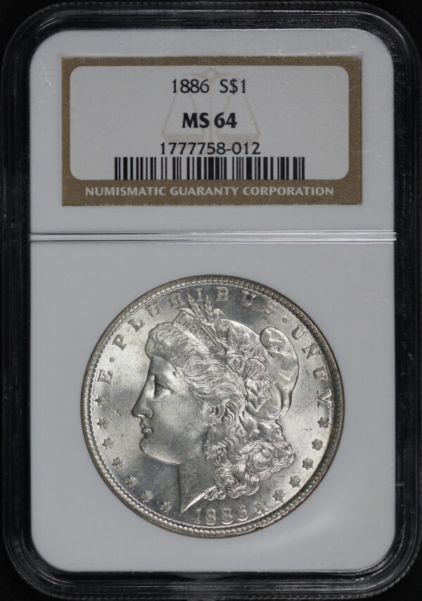 Obverse of this 1886 Morgan Dollar NGC MS-64